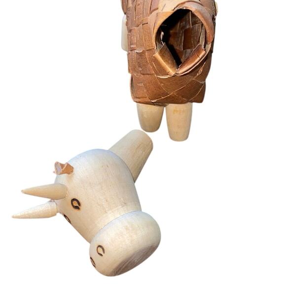 Decorative Ox Cow Wicker Woven Straw Vintage Handcrafted Folk Art Rustic Farm - Picture 2 of 14